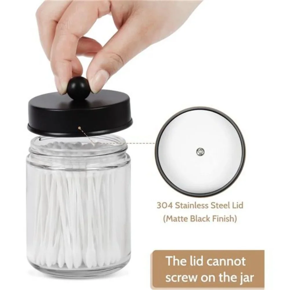 2-Pack Bathroom Apothecary Storage Jars, Vanity Countertop Canister, Glass Jars